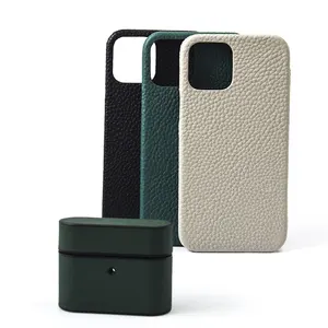 Cell Phone Accessories 3 Sides Protection Full Grain Pebble Leather Cell Phone Accessories For Iphone 12 Pro Max Phone Case