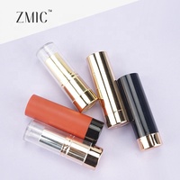 Contenants pour baume à lèvres dorés, tubes de rouge à lèvres vides ronds en plastique, avec logo personnalisé, capuchon transparent, étuis à rouge à lèvres, tubes de baume à lèvres rechargeables en vrac