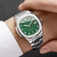 2 montres de luxe pour hommes, cadran carré, analogique, quartz, alliage, avec calendrier CC059