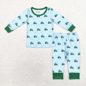 Pijama de manga larga con cremallera para bebé, estampado completo de tractor, para niños pequeños, con temática de granja - Product Image 5