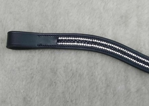 Vente en gros de selle de dressage en cuir incurvé tout en cristal transparent U Wave double rangée de tresses avec bandeau frontal - Product Image 2