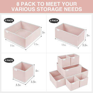 8 pezzi pieghevole contenitore di stoccaggio in tessuto <span class=keywords><strong>Organizer</strong></span> divisorio cassettiera <span class=keywords><strong>Set</strong></span> abbigliamento - Product Image 2