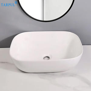 Lavabo en céramique rectangulaire émaillé de haute qualité Tarpul, design moderne, lavabo en céramique <span class=keywords><strong>pour</strong></span> salle de bain - Product Image 1