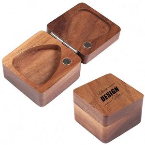 Custom Insulated Round Wooden Guitar Pick Holder <b>Box</b>-Storage Organizer for Guitarist <b>Gift</b> Personalized Guitar Picks Case - Product Image 1