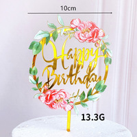 Alles Gute zum Geburtstag Gold Blume Acryl Cupcake Topper für verschiedene Party Jubiläum & Gebäck Dekorationen Kuchen Dekorieren Lieferungen