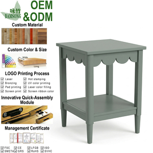 Mesa Auxiliar Cuadrada Minimalista Decorativa con Borde Festoneado <span class=keywords><strong>de</strong></span> 2 Niveles, Mesa Consola <span class=keywords><strong>de</strong></span> Madera Verde Salvia, Mesa <span class=keywords><strong>de</strong></span> Noche para Dormitorio, Sala <span class=keywords><strong>de</strong></span> Estar o Residencia Universitaria - Product Image 1