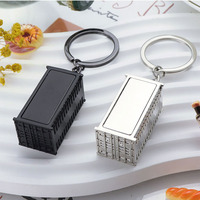Porte-clés publicitaire personnalisé en forme de conteneur 3D, souvenir d'entreprise, cadeau promotionnel pour entreprise de transport, en alliage de zinc métallique
