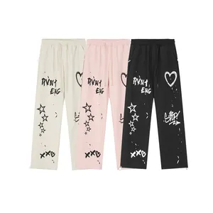 2024 primavera nuevos productos moda retro Pantalones rectos sueltos casual personalizado serigrafía logotipo Pantalones de mujer al por mayor