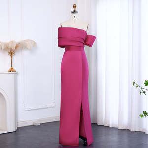 Mily <span class=keywords><strong>M</strong></span>-ASQ013 de mariée Chic hors épaule sirène haute fente robes de soirée Satin sans bretelles avec pli robes de soirée simples - Product Image 2