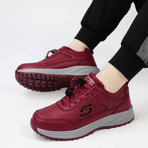 Zapatos para Caminar de Mujer, Cuero Vacuno, Punta Redonda, Impermeables, Color Sólido A666, para Personas Mayores, Cómodos para Viajar, con Logotipo de Goma - Product Image 2