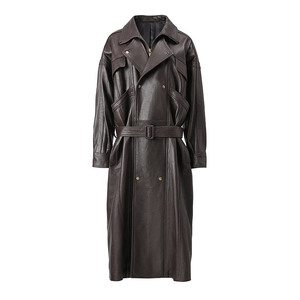 Cappotto in Pelle da <span class=keywords><strong>Donna</strong></span> Jancoco, Trench Personalizzato con Cintura per <span class=keywords><strong>Primavera</strong></span> e Autunno, <span class=keywords><strong>Soprabito</strong></span> in Vera Pelle per l'Inverno - Product Image 1