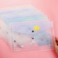 Fournitures scolaires transparentes, pochette en plastique A4, dossiers de classement personnalisés mignons pour les entreprises