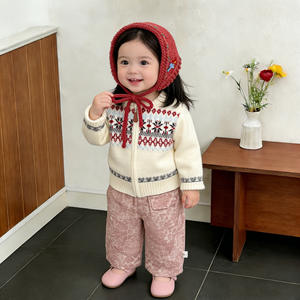 Tenue de printemps extrêmement élégante, pull en jacquard acrylique vintage Fair <span class=keywords><strong>Isle</strong></span>, vêtements d'automne pour bébés et tout-petits, vêtements élégants pour filles - Product Image 4