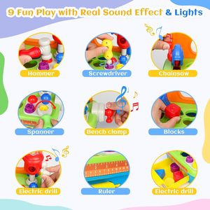 Ingénieur Outil d'apprentissage <span class=keywords><strong>musical</strong></span> multifonctionnel Établi pour enfants <span class=keywords><strong>Atelier</strong></span> avec trieur de formes Sons et lumières interactifs - Product Image 4