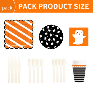 DAMAI Halloween White Ghost Theme Wave Lace Disposable Paper Plates, Cups and Napkins for Halloween Party Supply - Product Image 5