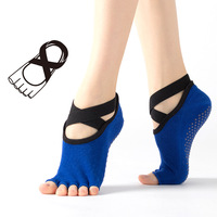 Chaussettes de yoga personnalisées à brides croisées pour femmes, chaussettes de danse à cinq doigts, chaussettes de Pilates tricotées antidérapantes à coupe basse pour le sport