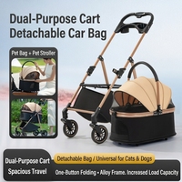 Poussette de luxe pour animaux de compagnie, pliable à une main, 4 roues, toutes saisons, écologique, portable, respirante, imperméable, avec rangement – Meilleures ventes