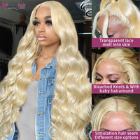 Perruques de cheveux humains frontales en dentelle HD sans colle, prêtes à porter, couleur blonde 613, cheveux bruts birmans, bouclés afro, ondulés, pour revendeurs