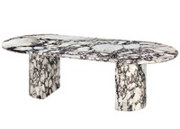 Table à manger ovale moderne UnionStone en marbre avec pieds en marbre, plateau en pierre Calacatta Viola, design stable, mobilier pour la maison