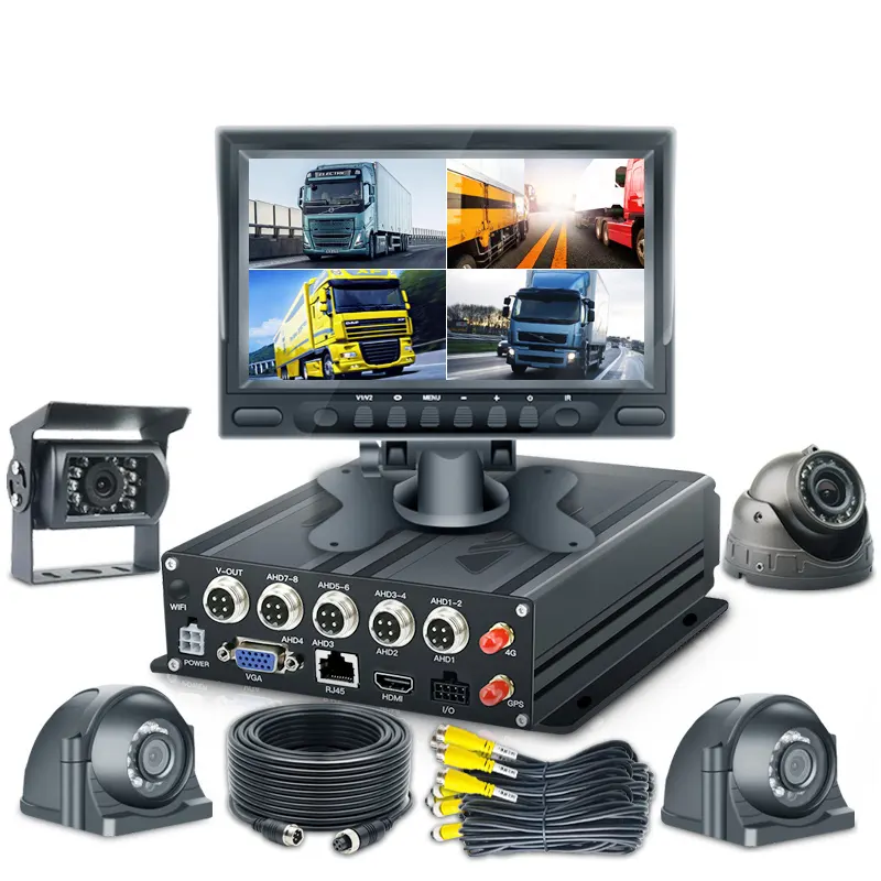 CCT Manufacturer High Quality 4Ch 7 Inches Monitor 4G GPS Car BUS cctv truck 4g gps ai dvr mobile Camera Mdvr Solution