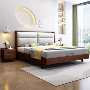 Lit double en cuir de style moderne pour chambre principale, idéal pour les mariages - Vente en gros - Product Image 4