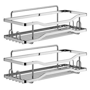 Étagère d'angle murale double niveau en acier inoxydable pour salle de bain, design moderne et étanche pour le rangement des serviettes - Product Image 5