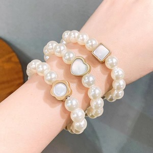 Juego de pulseras con lazos para el cabello de perlas blancas, en forma de corazón, estilo coreano informal, empaquetado individualmente, primavera 2023 - Product Image 4