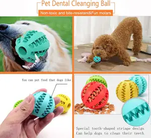 Mainan Gigit anjing kecil karet bola distribusi makanan ringan anjing interaktif Oval dan Mainan Gigit anjing kecil merangsang otak