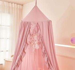 Moustiquaire de lit ronde rose personnalisée pour enfants, avec rideau transparent et filet anti-moustiques - Product Image 4