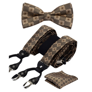 <span class=keywords><strong>Bretelle</strong></span> da <span class=keywords><strong>uomo</strong></span> di lusso per adulti in pelle metallo 6 clip <span class=keywords><strong>bretelle</strong></span> da <span class=keywords><strong>uomo</strong></span> papillon <span class=keywords><strong>e</strong></span> tasca quadrata - Product Image 3