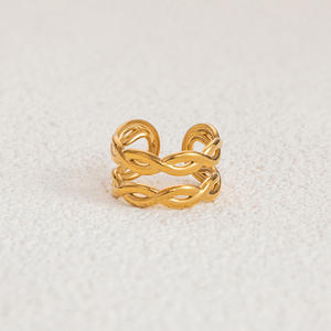 Fashion <b>Rings</b> Women's Geometric Open Design 18K Gold Plated Stainless Steel Multi Layer Twist <b>Ring</b> Jewelry Gift Yiwu - Product Image 4