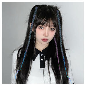 Perruque tressée Y2K éclatante 60 cm, dégradé de couleurs, extensions de cheveux en fibre haute température, prêtes à poser avec clip pour la danse jazz - Product Image 2