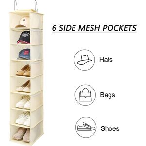 <b>Hanging</b> Shoe Organizer With Mesh Pockets 33x15x85cm For Closet Door Storage Shoes Hats Multifunctional Non Woven Fabric - Product Image 5