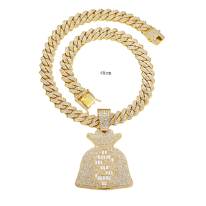 Toptan kalite Hip Hop dolar kolye kolye zinciri ile kalite alaşım para çantası <span class=keywords><strong>Euro</strong></span> altın kolye ay şekli altın kaplama - Product Image 2