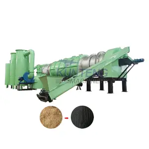 Arang berkelanjutan otomatis karbonisasi a tungku untuk membuat mesin arang dari sekam beras lumb