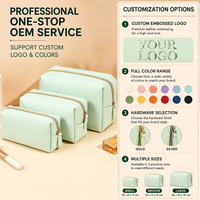 Pochette de maquillage en PU vert menthe de luxe, élégante et professionnelle, pochettes cosmétiques professionnelles, pochette de voyage, vente en gros