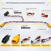 Câble ruban MT-30-M avec faisceau de connecteurs, 24 AWG, paire torsadée tricolore, gaine en silicone IP20, fils de 150 mm/300 mm de long