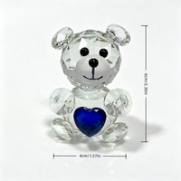 Figurine d'ours en cristal, cadeau de collection pour femme, statue d'ours gravée à la main, décoration de table pour mariage et fête, bleu et rouge