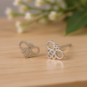 Boucles d'oreilles papillon blanc champagne en alliage, bijoux mignons unisexes à la mode, cadeau pour femmes et hommes - Product Image 2