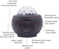 Speaker Bluetooth 3 in 1 hitam, lampu malam proyektor langit berbintang bintang gelombang laut LED Laser