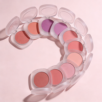 Palette de fard à joues mat haute pigmentation, waterproof, petit format, personnalisable avec logo, végétalien, sans cruauté, rose et violet