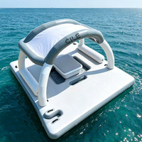 Plateforme flottante gonflable avec auvent, île flottante gonflable en DWF/PVC pour plage, piscine, hôtel, usage extérieur