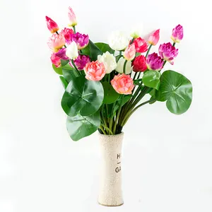 D161 Bloemen Bruiloft Home Decoratie Rustieke Plant Simulatie Lotus Zaden Leaf Drijvende Lotus Zijde Kunstmatige Lotus Bloemen