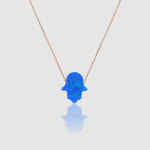 Collier Azuris en argent sterling 925 avec pierre opale main de Fatima, fabriqué en Turquie - Product Image 2
