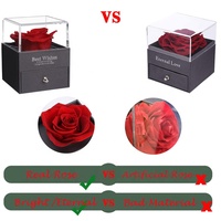 Valentinstags- und Muttertagsgeschenk: Konservierte Rosen in Acrylbox mit „Ich liebe dich“-Halskette