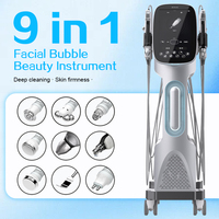 Appareil de soin du visage intelligent 9 en 1 à bulles d'oxygène pour le lissage de la peau, le nettoyage en profondeur, le resserrement des pores, soin du visage en salon