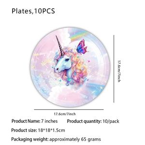Juego de Vajilla Desechable con Temática de Unicornio para Cumpleaños, Decoración para Fiestas, Vajilla de Papel - Product Image 5