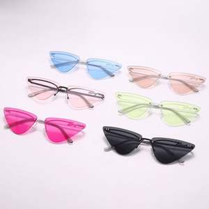 Lunettes de soleil pour femmes, nouvelle mode 2021, monture en alliage rose bleu, UV400, sans monture, œil de chat - Product Image 5