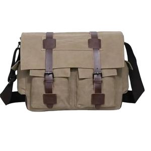 Mochila Cruzada de Lona Estilo Militar Retro para Hombre, Bolsa de Mensajero Promocional de Uso Diario con Compartimento para Portátil - Product Image 4