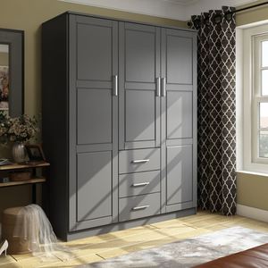 <span class=keywords><strong>Armoire</strong></span> noire pleine hauteur Prima avec portes à fermeture douce et design minimaliste à tons sombres pour chambres modernes - Product Image 1